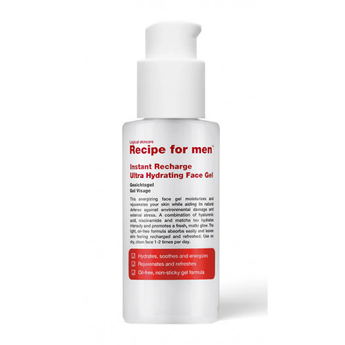 Recipe For Men Instant Recharge Ultra Hydrating Face Gel Drėkinamasis veido gelis 75ml