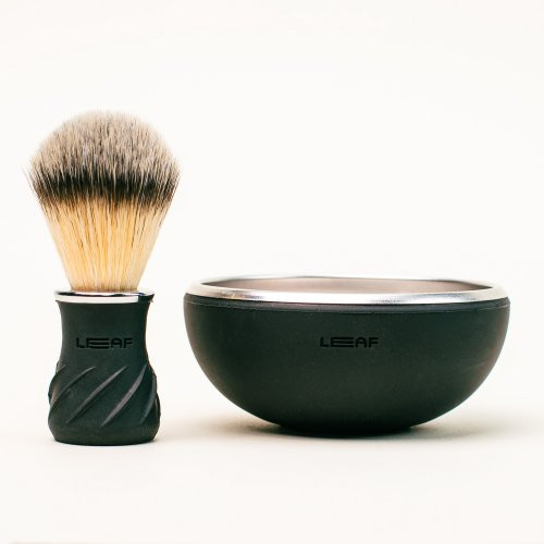 Leaf Shave Shave Bowl & Brush Skutimosi dubuo ir šepetėlis Black