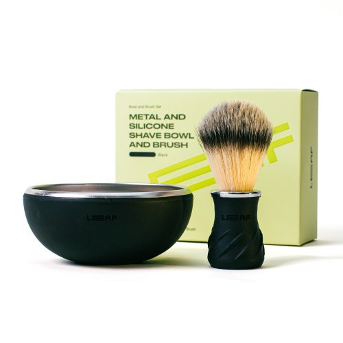Leaf Shave Shave Bowl & Brush Skutimosi dubuo ir šepetėlis Black