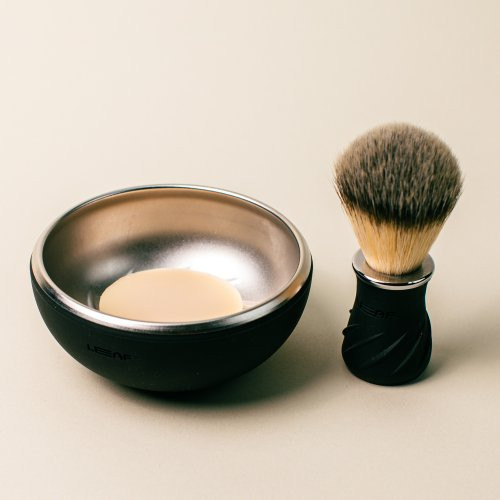 Leaf Shave Shave Bowl & Brush Skutimosi dubuo ir šepetėlis Black