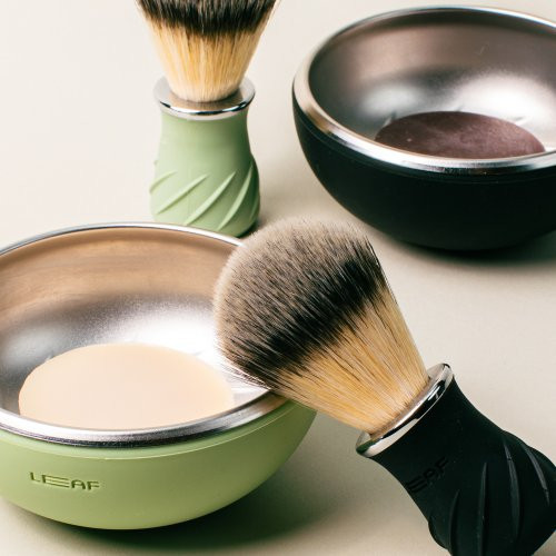 Leaf Shave Shave Bowl & Brush Skutimosi dubuo ir šepetėlis Black
