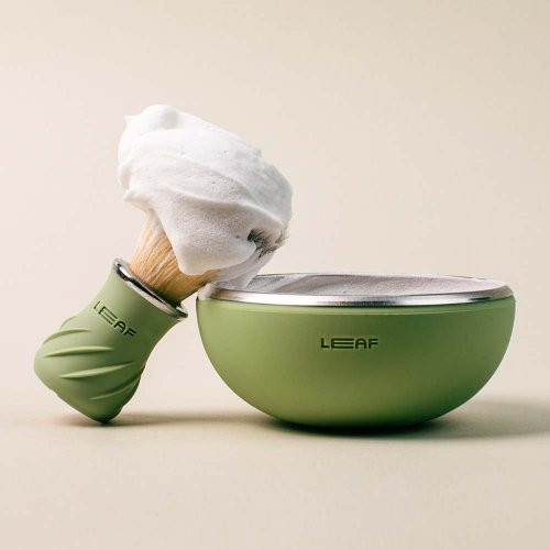 Leaf Shave Shave Bowl & Brush Skutimosi dubuo ir šepetėlis Black