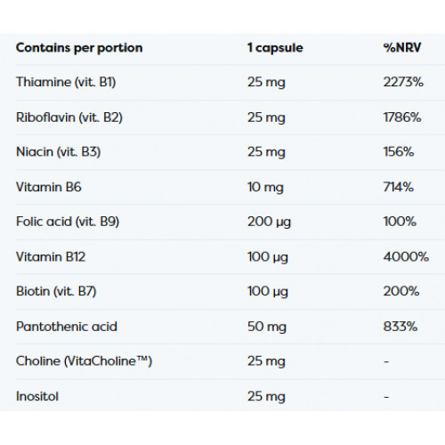 Osavi B-Complex with Choline & Inositol Maisto papildas su cholinu ir inozitoliu 60 kapsulių