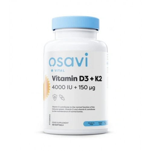 Osavi Vitamin D3 + K2, 4000IU + 150 mcg Maisto papildas 120 kapsulių