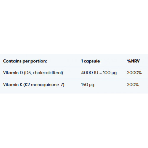 Osavi Vitamin D3 + K2, 4000IU + 150 mcg Maisto papildas 120 kapsulių