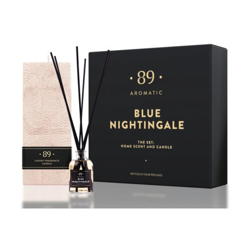 Aromatic 89 Home Fragrance & Perfumed Candle Set Namų kvapo ir palmių vaško žvakės rinkinys Blue Nightingale (Saldus gėlių)