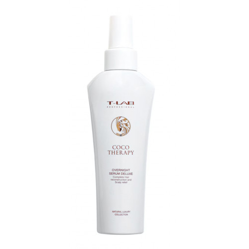 T-LAB Professional Coco Therapy Overnight serum deluxe Sausų ir pažeistų plaukų naktinis serumas 150ml