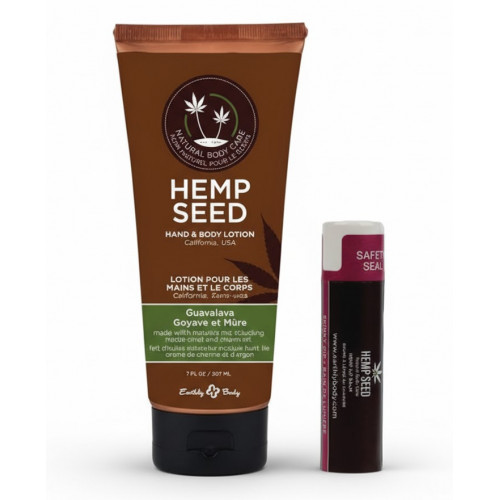 Hemp Seed Lip Balm and Hand & Body Lotion Set Kūno priežiūros rinkinys
