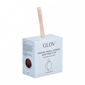 Glov Konjac Facial Sponge With Pink Clay Veido kempinėlė Pink