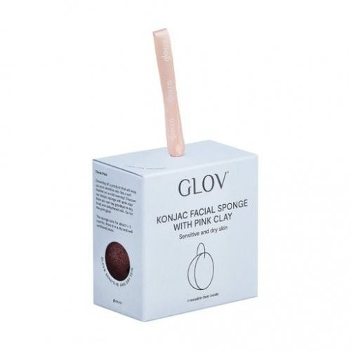 Glov Konjac Facial Sponge With Pink Clay Veido kempinėlė Pink