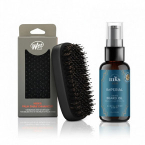 KlipShop Beard Oil and Palm Shine Enhancer Brush Set Barzdos priežiūros rinkinys