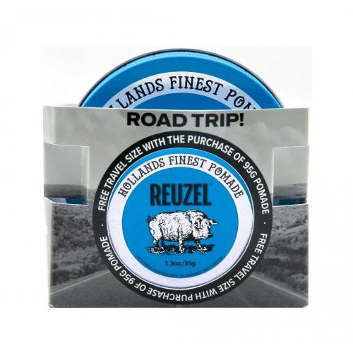 Reuzel Blue Road Trip Stiprią fiksaciją ir žvilgesį plaukams suteikianti pomada Rinkinys