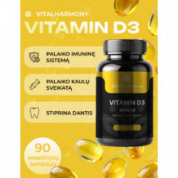 Vitalharmony D3 4000 IU Maisto papildas 90 kapsulių