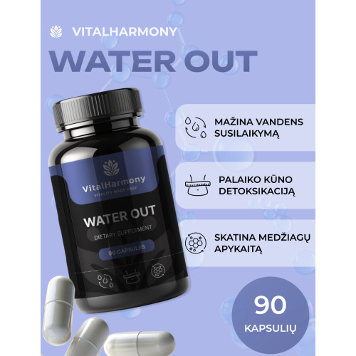 Vitalharmony Water Out Maisto papildas 90 kapsulių