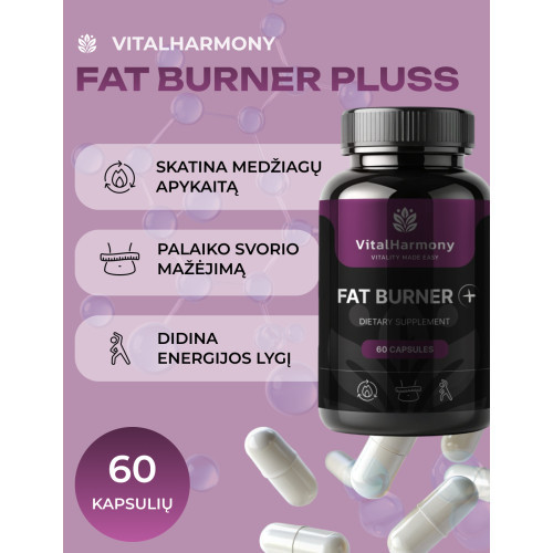 Vitalharmony Fat Burner + Efektyvus riebalų degintojas 60 kapsulių