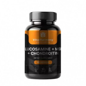 Vitalharmony Glucosamine + MSM + Chondroitin Uztura bagātinātājs 90 kapsulas
