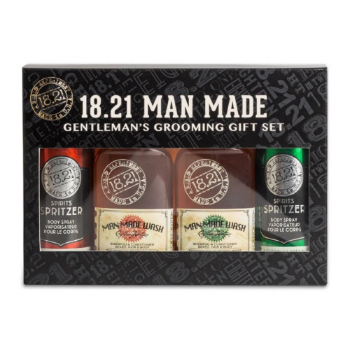18.21 Man Made BHB Gift Set Sweet Tobacco & Spiced Vanilla Plaukų ir kūno priežiūros priemonių rinkinys vyrams - pažeista pakuotė