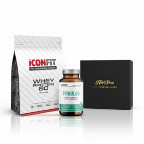 KlipShop Iconfit Whey Protein & Tribulus Supplement For Men Gift Set Sūkalu proteīna un Tribulusa uztura bagātinātāju komplekts vīriešiem