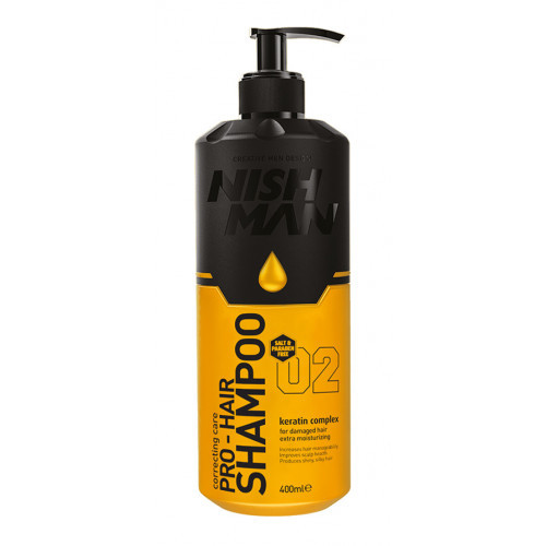 Nishman Pro-Hair Shampoo Plaukų šampūnas su keratinu, be parabenų ir druskų 400ml