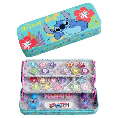 Disney Stitch Makeup Tin with 3 Folding Trays Stičo dekoratyvinės kosmetikos vaikiškas rinkinys 1 vnt.