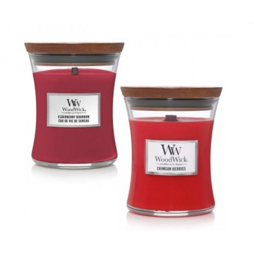 WoodWick Elderberry Bourbon + Crimson Berries Žvakių rinkinys