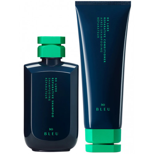 KlipShop R+Co BLEU De Luxe Reparative Shampoo And Conditioner Set Drėkinatis ir blizgesio suteikiantis plaukų priežiūros rinkinys