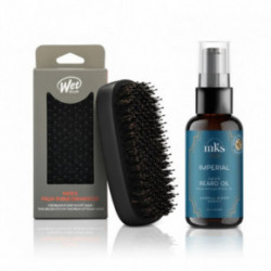 KlipShop Beard Oil and Palm Shine Enhancer Brush Set Barzdos priežiūros rinkinys
