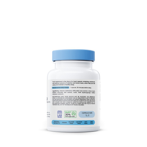Osavi Melatonin with Valerian & Lemon Balm 1mg Melatoninas 1 mg su valerijoju ir melisa 120 kapsulių