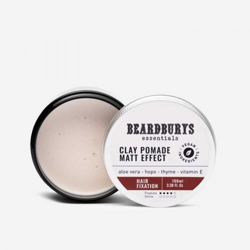 Beardburys Essentials Wax Clay Pomade Matt Effect Matinio efekto plaukų pomada 100ml