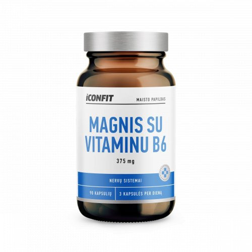 Iconfit Magnesium B6 375mg Magnio ir vitamino B6 kapsulės 90 kapsulių