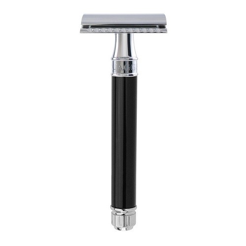 Edwin Jagger Long Chrome Lined DE Safety Razor Skustuvas su ypač ilga rankenėle Chromas