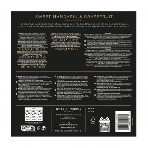 Baylis & Harding Sweet Mandarin & Grapefruit Luxury Pamper Present Gift Box Set Šventiškai supakuotas kūno priežiūros priemonių rinkinys