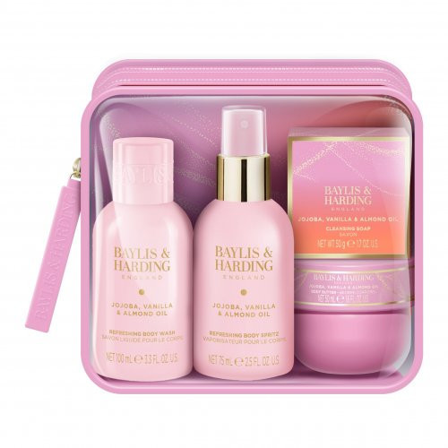 Baylis & Harding Jojoba, Vanilla & Almond Oil Luxury Travel Wash Bag Gift Set Dovanų rinkinys