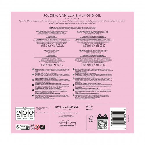 Baylis & Harding Jojoba, Vanilla & Almond Oil Luxury Pamper Tin Gift Set Dovanų komplektas