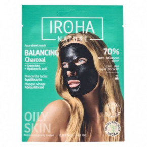 IROHA Black Tissue Detox Facial Mask Charcoal Detoksikuojanti veido kaukė su anglimi, popierinė 23ml