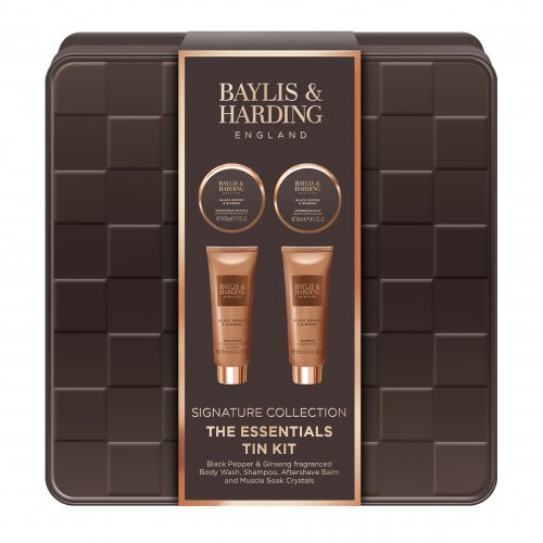 Baylis & Harding Black Pepper & Ginseng Men's The Essentials Tin Kit Gift Set Dovanų rinkinys vyrams