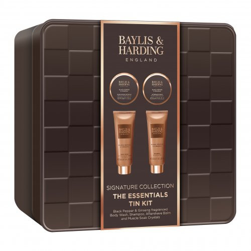 Baylis & Harding Black Pepper & Ginseng Men's The Essentials Tin Kit Gift Set Dovanų rinkinys vyrams