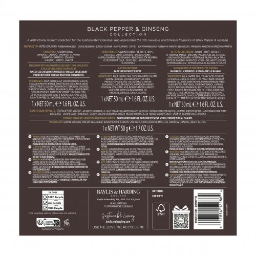 Baylis & Harding Black Pepper & Ginseng Men's The Essentials Tin Kit Gift Set Dovanų rinkinys vyrams