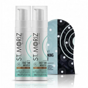 St. Moriz Professional 1 Hour Tan Mousse Express x2 + Self Tanning Mitt Isepruunistav vaht + Kingitus