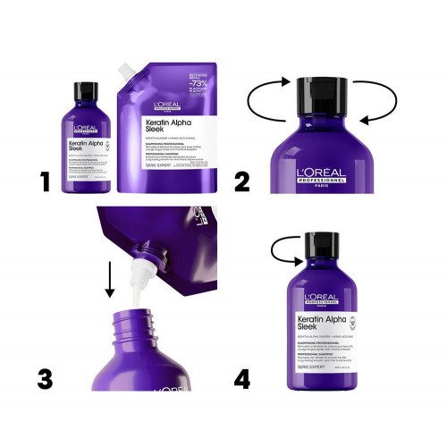 L'Oréal Professionnel Keratin Alpha Sleek Shampoo Glotninamasis šampūnas 300ml