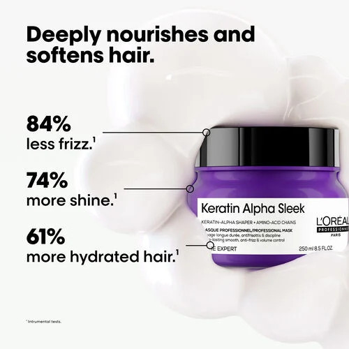 L'Oréal Professionnel Keratin Alpha Sleek Hair Mask Glotninamoji kaukė plaukams 250ml