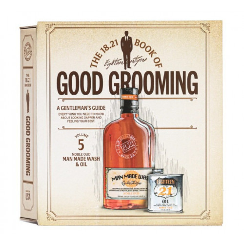 18.21 Man Made Faux Book Gift Set Noble Oud Plaukų, barzdos ir kūno priežiūros priemonių rinkinys vyrams