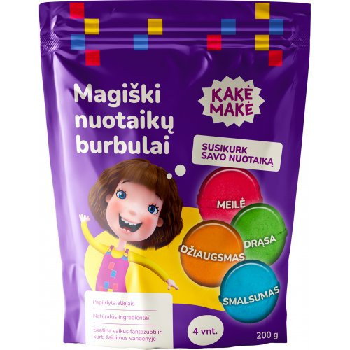 Kakė Makė Magic Magiški vonios burbulai vaikams 4 x 50g