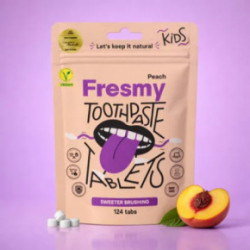 Fresmy Peach Toothpaste Tablets Dantų pastos tabletės vaikams 30 tabs