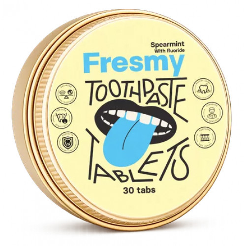 Fresmy Spearmint (with Fluoride) Toothpaste Tablets Dantų pastos tabletės su fluoru 30 tabs
