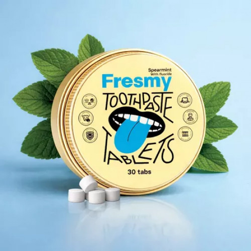 Fresmy Spearmint (with Fluoride) Toothpaste Tablets Dantų pastos tabletės su fluoru 30 tabs