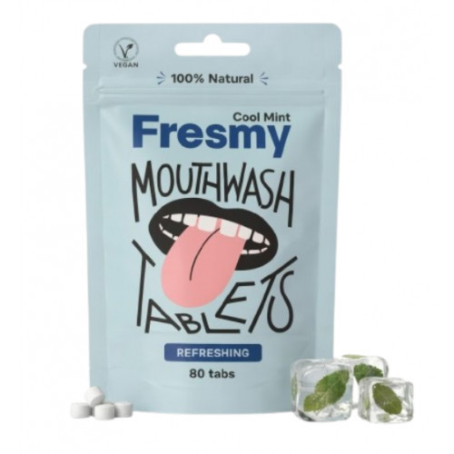 Fresmy Cool Mint Mouthwash Tablets Burnos skalavimo skysčio tabletės 80 tabs