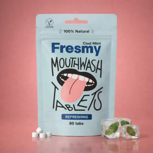 Fresmy Cool Mint Mouthwash Tablets Burnos skalavimo skysčio tabletės 80 tabs