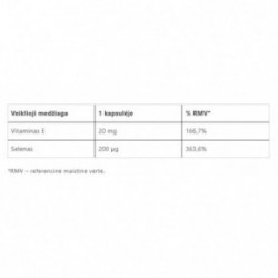 Vitalharmony Selenium 200 + Vitamin E Maisto papildas Selenas su vitaminu E 90 kapsulių