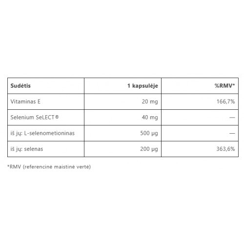 Vitalharmony Selenium Select + Vitamin E Maisto papildas selenas 90 kapsulių